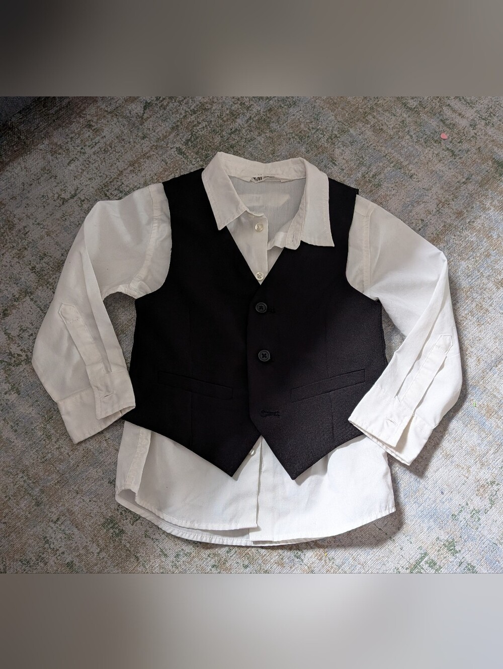 NWOT H&M Boys Black Vest with White Shirt Set